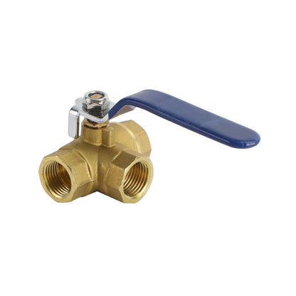 3-Way Ball Valve Female T Port Lever Handle Made Of Forged Brass