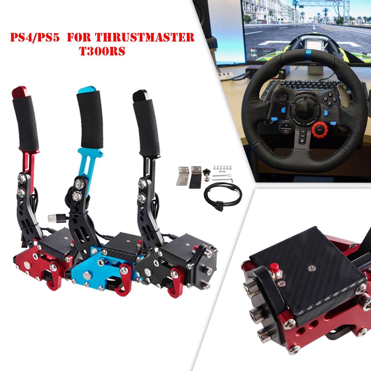 14Bit PS4/PS5 USB3.0 Handbrake Kits for Racing Games Steering Wheel Stand T300RS