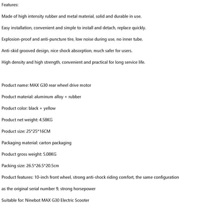 350W Rear Wheel Motor Segway NINEBOT MAX G30 Scooter