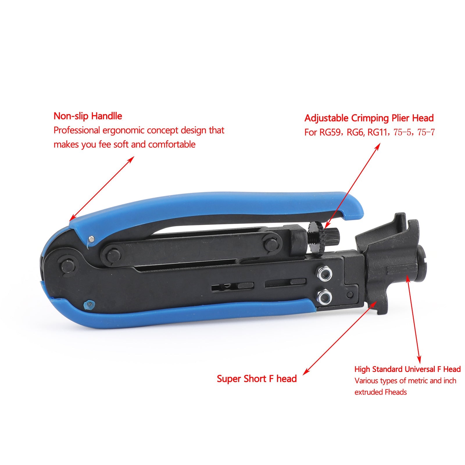 F-Type Compression Tool Kit – RG59 RG6 RG11 Coaxial Cable Crimper and Stripper for TV, Satellite, CCTV