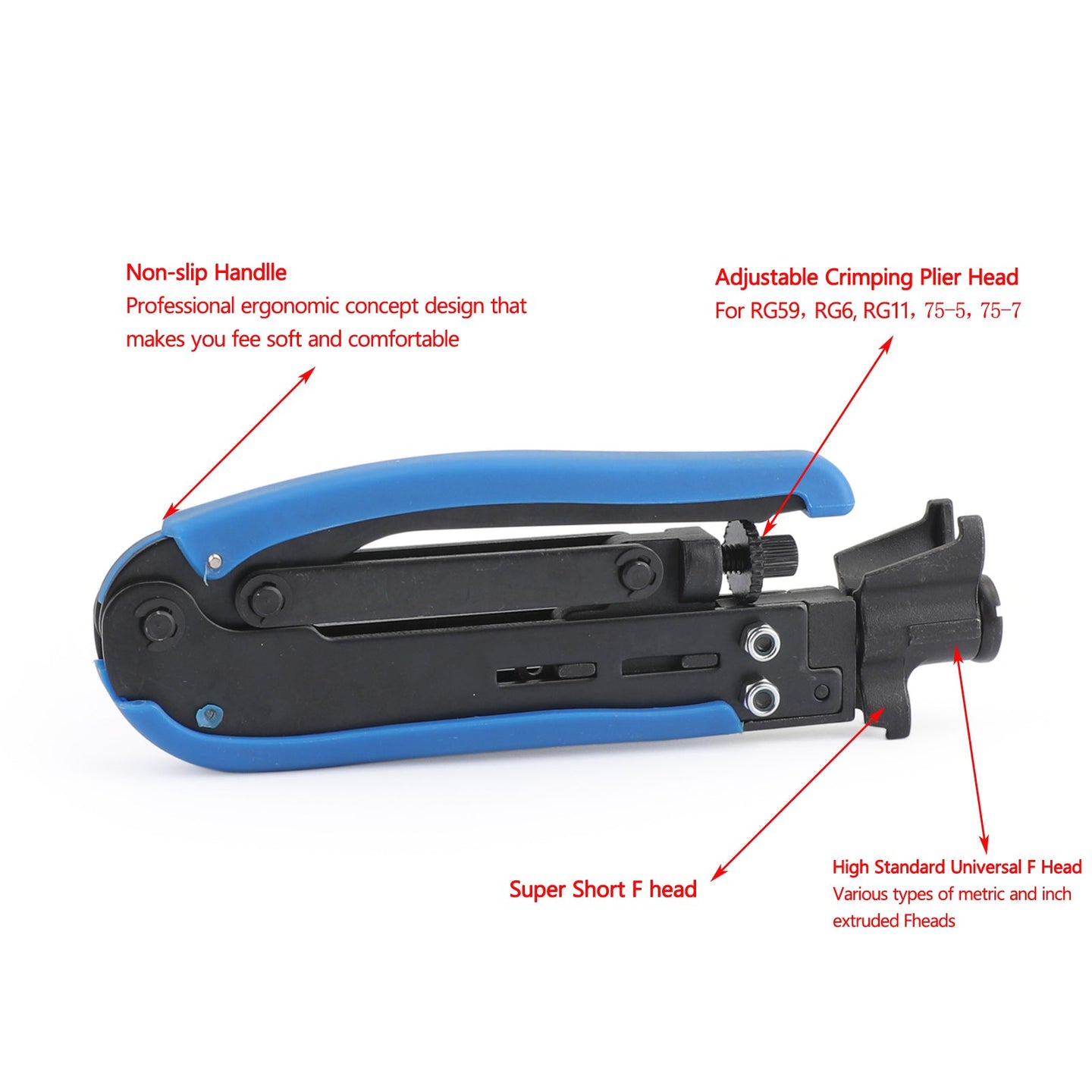 F-Type Compression Tool Kit – RG59 RG6 RG11 Coaxial Cable Crimper and Stripper for TV, Satellite, CCTV