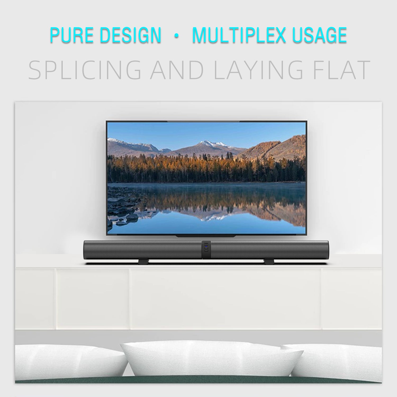 40cm Bluetooth Sound Bar System – Wireless Detachable Subwoofer & 2 Speaker Surround Audio
