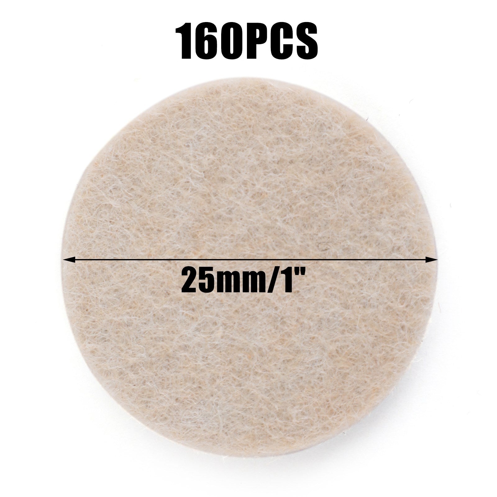 Beige Self-Stick Furniture Felt Pads 1 inch for Hard Surfaces 160 pieces one
