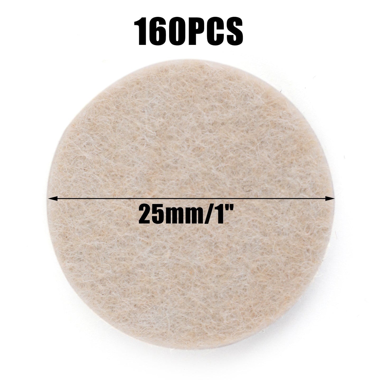 Beige Self-Stick Furniture Felt Pads 1 inch for Hard Surfaces 160 pieces one