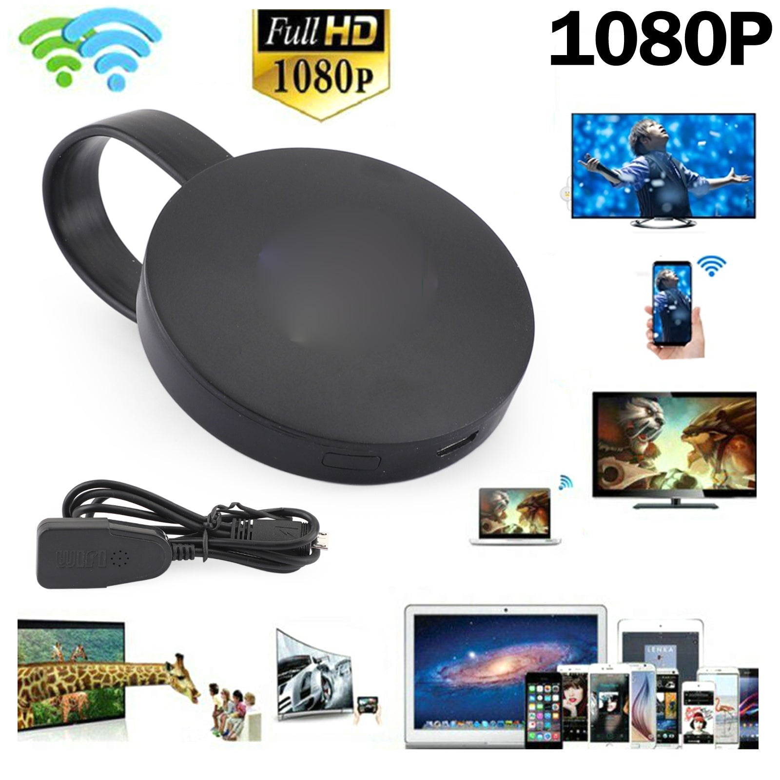 G2 1080P Wireless HDMI Display Dongle, Supports Airplay, Miracast & DLNA for Screen Mirroring