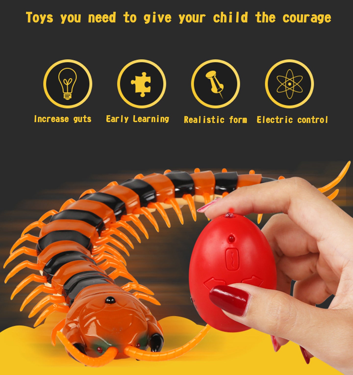 Remote Control Centipede Infrared Animal Electric Toy Kid Christmas Gift BLK US