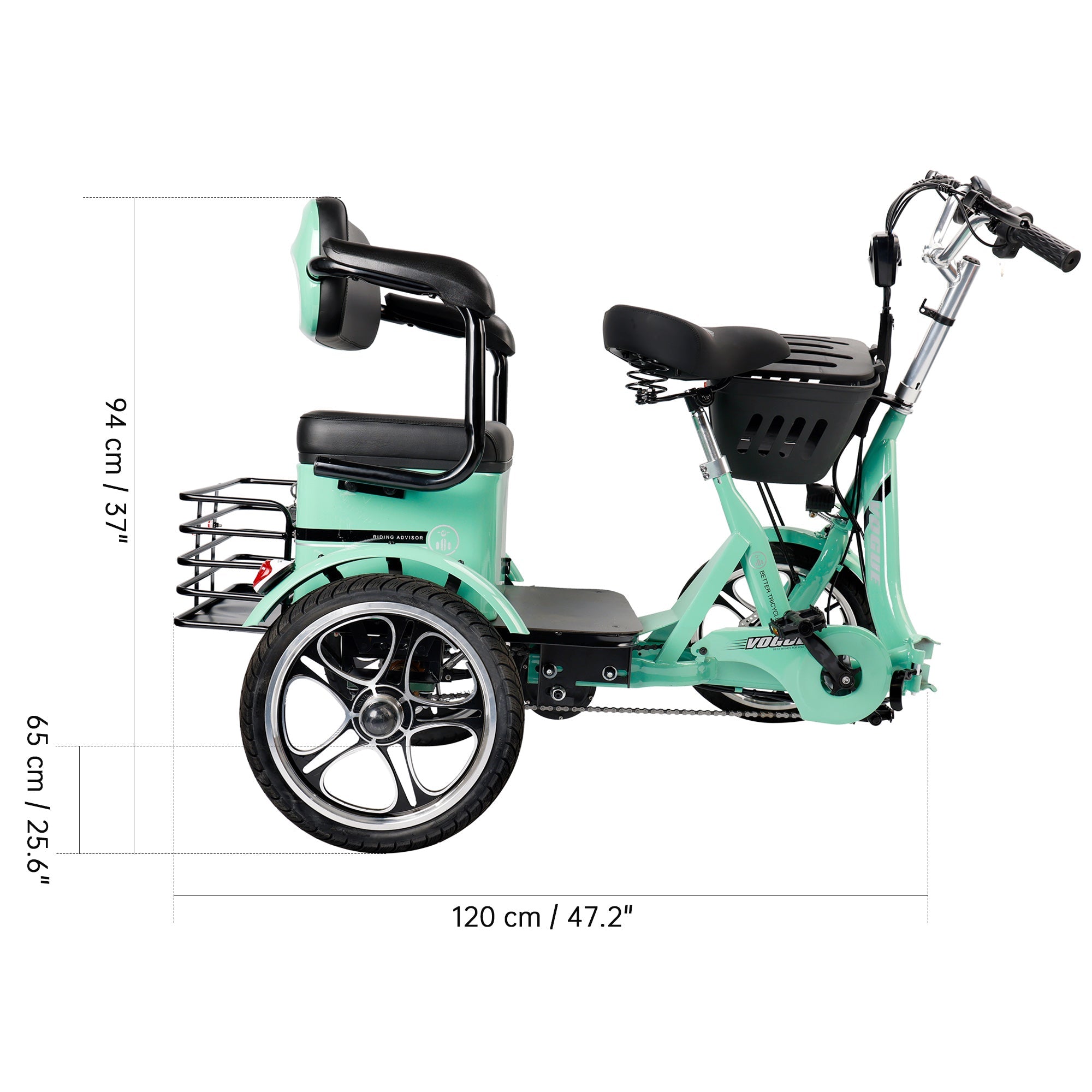 Electric Bike, 400W Folding Trike Ebike, 3 Wheel Electric Bicycle, Up to 34 Miles, 16 Tire Tricycle for Adults, Green