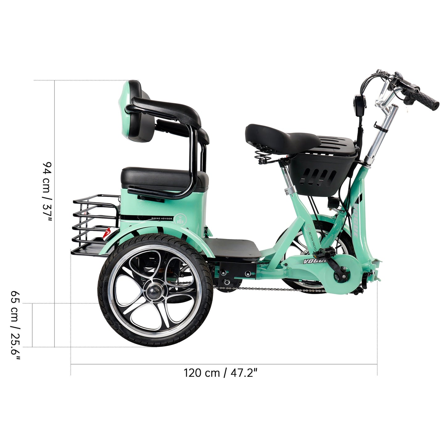 Electric Bike, 400W Folding Trike Ebike, 3 Wheel Electric Bicycle, Up to 34 Miles, 16 Tire Tricycle for Adults, Green