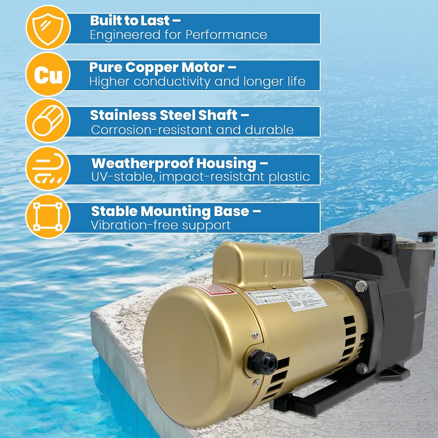 W3SP2607X10 For Hayward 1 HP Single Speed Pool Pump Waterfall