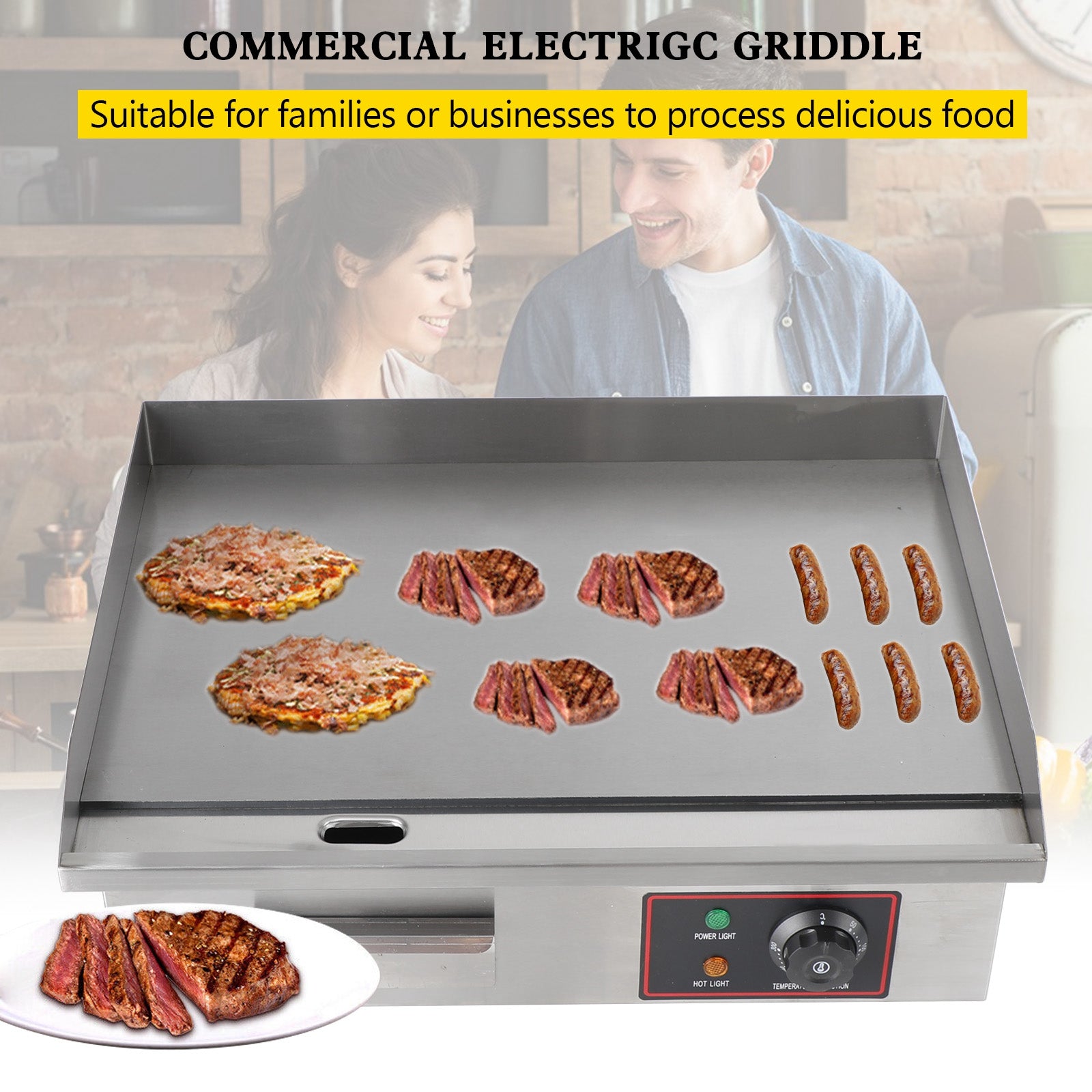 Commercial Electric Griddle 22''/30'' 110V Stainless Steel Flat Top Grill