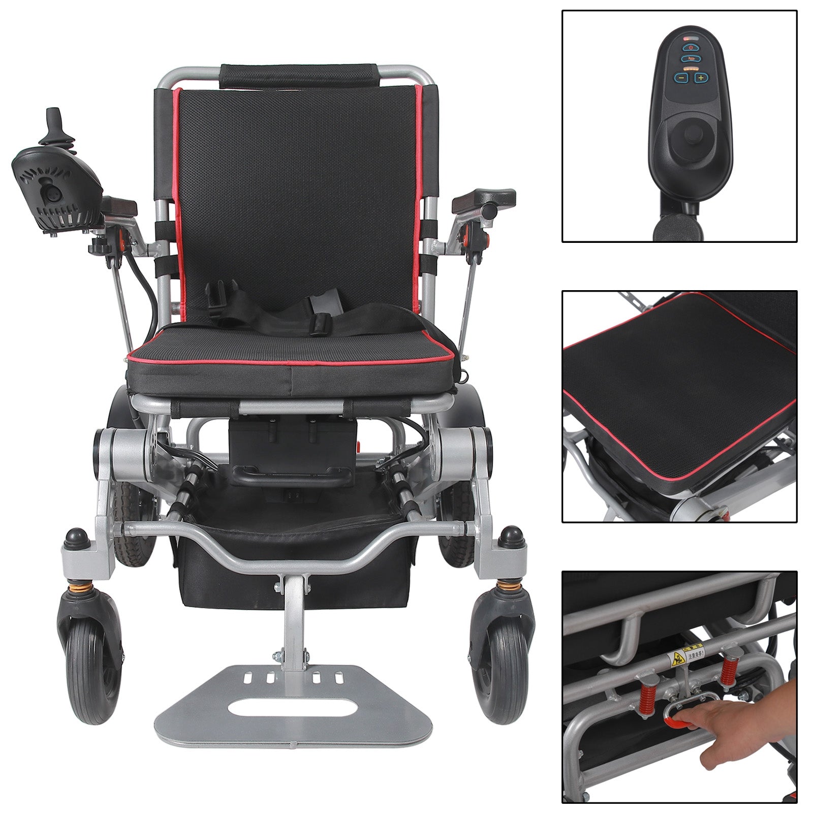 Lightweight 220 lbs All-Terrain Folding Electric Wheelchair, Airline Approved with 10 Mile Range for Adults & Seniors
