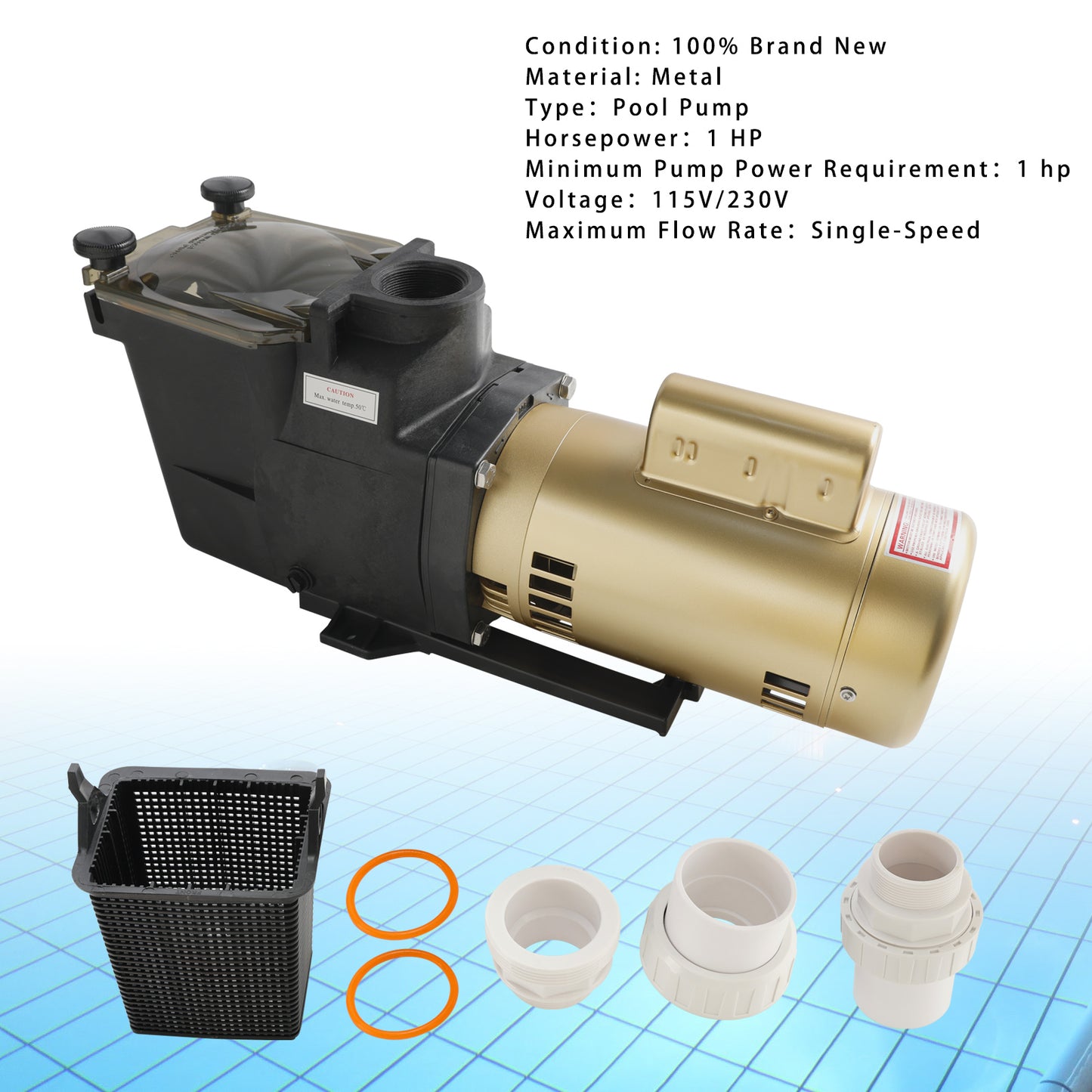 W3SP2607X10 Super Pump 1 HP Single Speed Pool Pump 115/230V