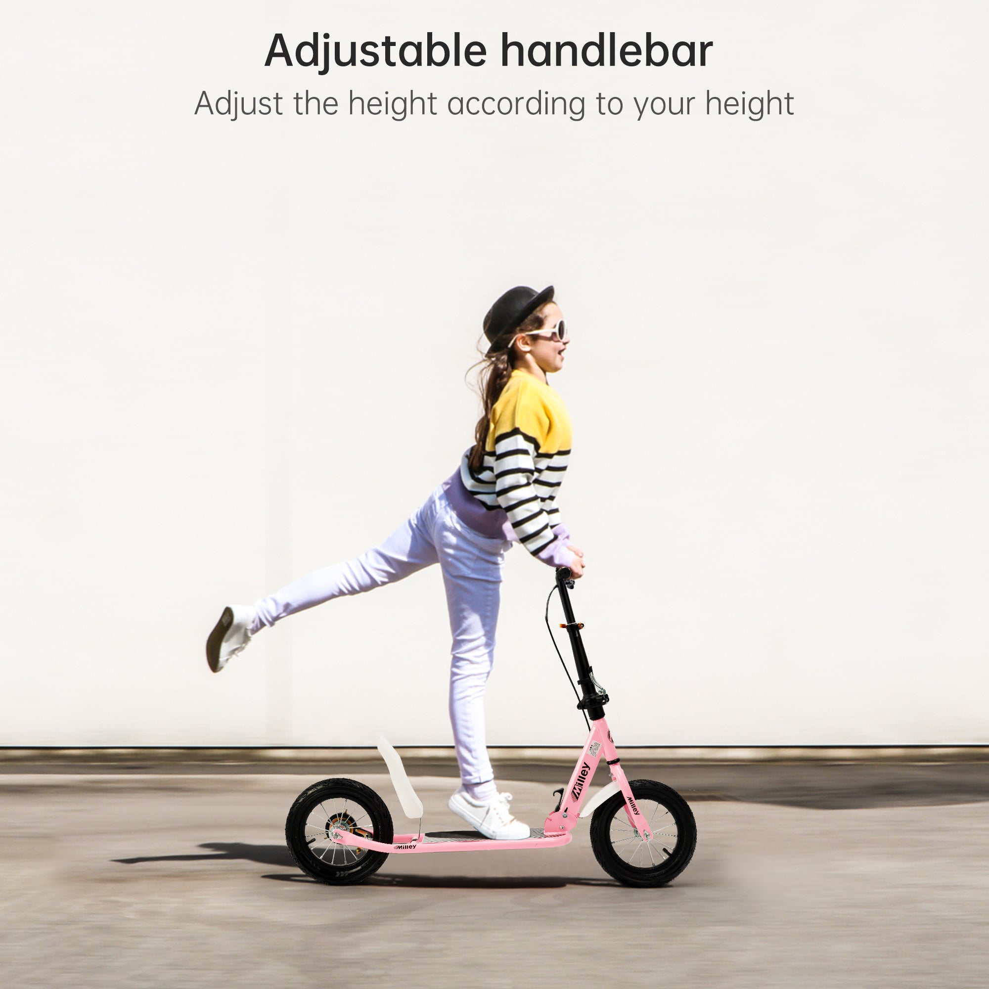 Pink 12 inch Stylish Kick Scooter for Teens and Adults