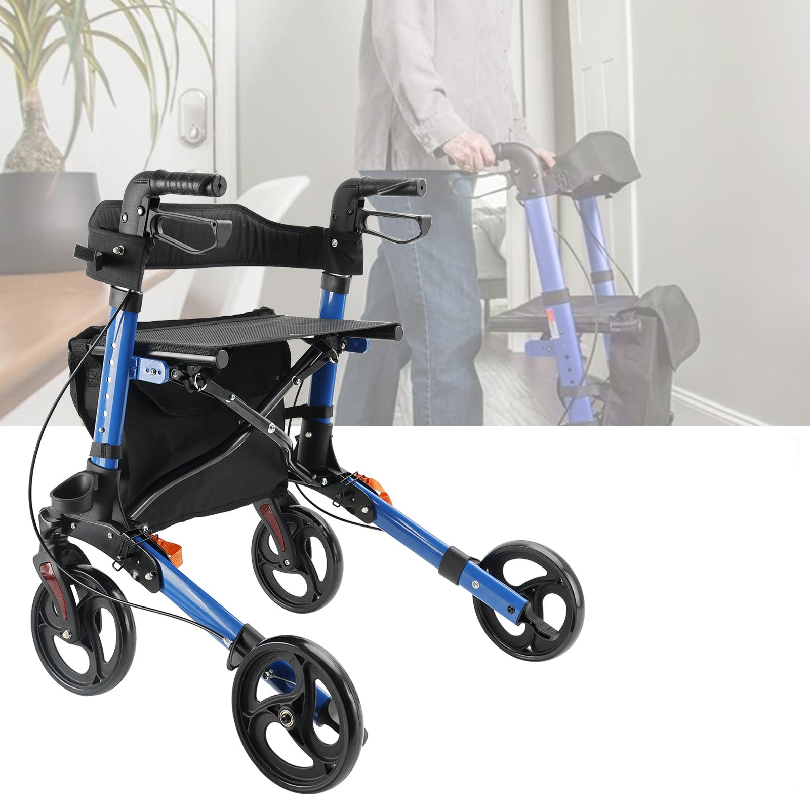 Lightweight Rollator Walker for Seniors ¨C Foldable with Seat & Brakes