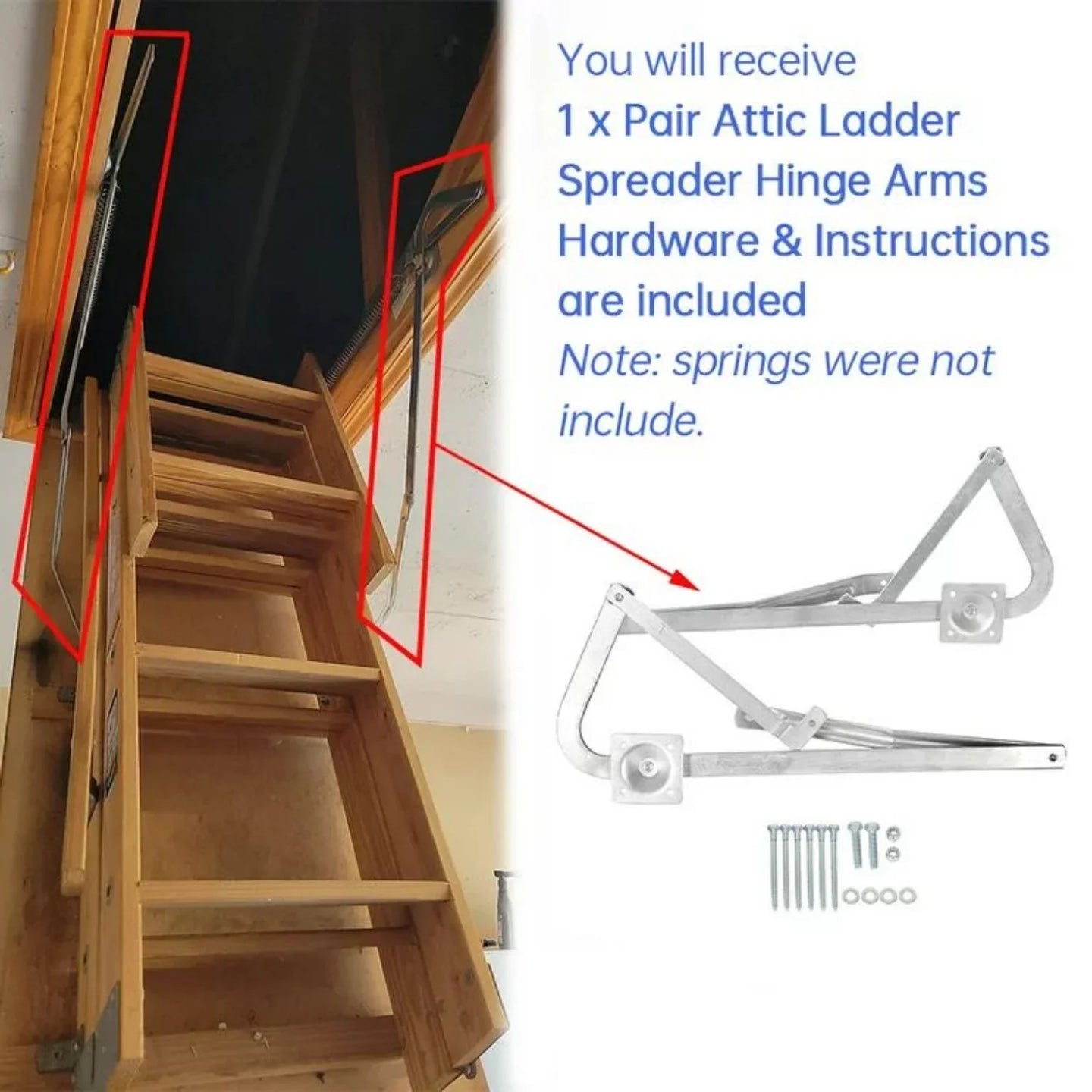 Attic Ladder Spreader Hinge Arms for 2010-Up 55-2 MFG Werner Mk 5 Wu2210 W2208 W2210 Pull Down Attic Stair Counter Balance Arms Hinge