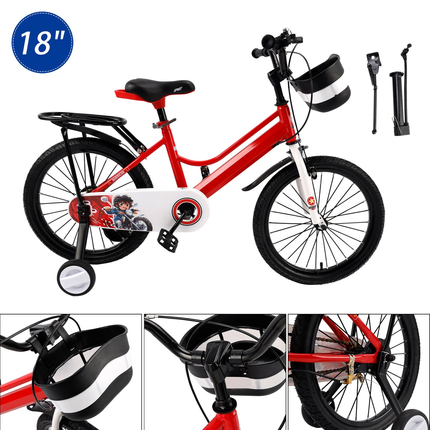 16" Kids Bike for Boys and Girls with auxiliary wheels & Rack Dark Blue