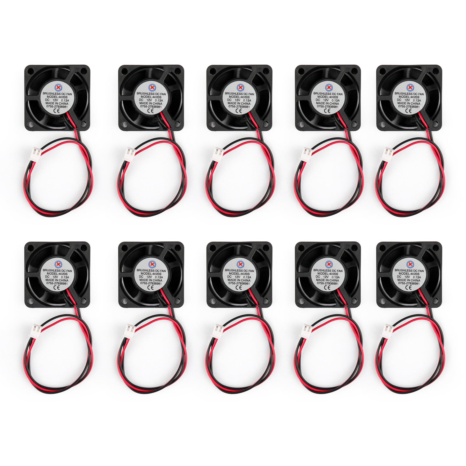 10PCS DC Brushless Cooling PC Computer Fan 12V 4020s 40x40x20mm 0.13A 2 Pin Wire
