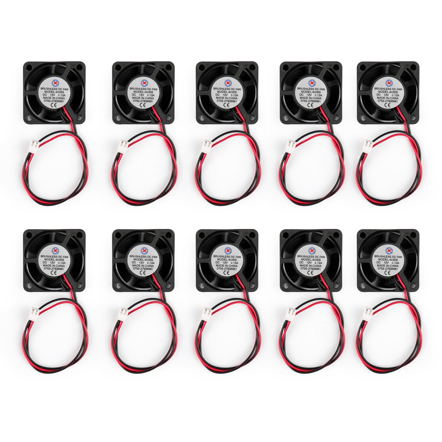 10PCS DC Brushless Cooling PC Computer Fan 12V 4020s 40x40x20mm 0.13A 2 Pin Wire