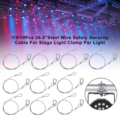 1/5/10Pcs 26.4"Steel Wire Safety Security Cable For Stage Light Clamp Par Light
