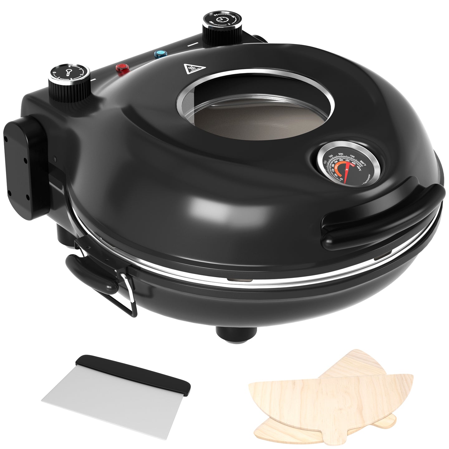 Electric Pizza Maker–12 Inch Electric Pizza Oven Indoor Countertop Maker with Ceramic Stone Heats up to 800˚F