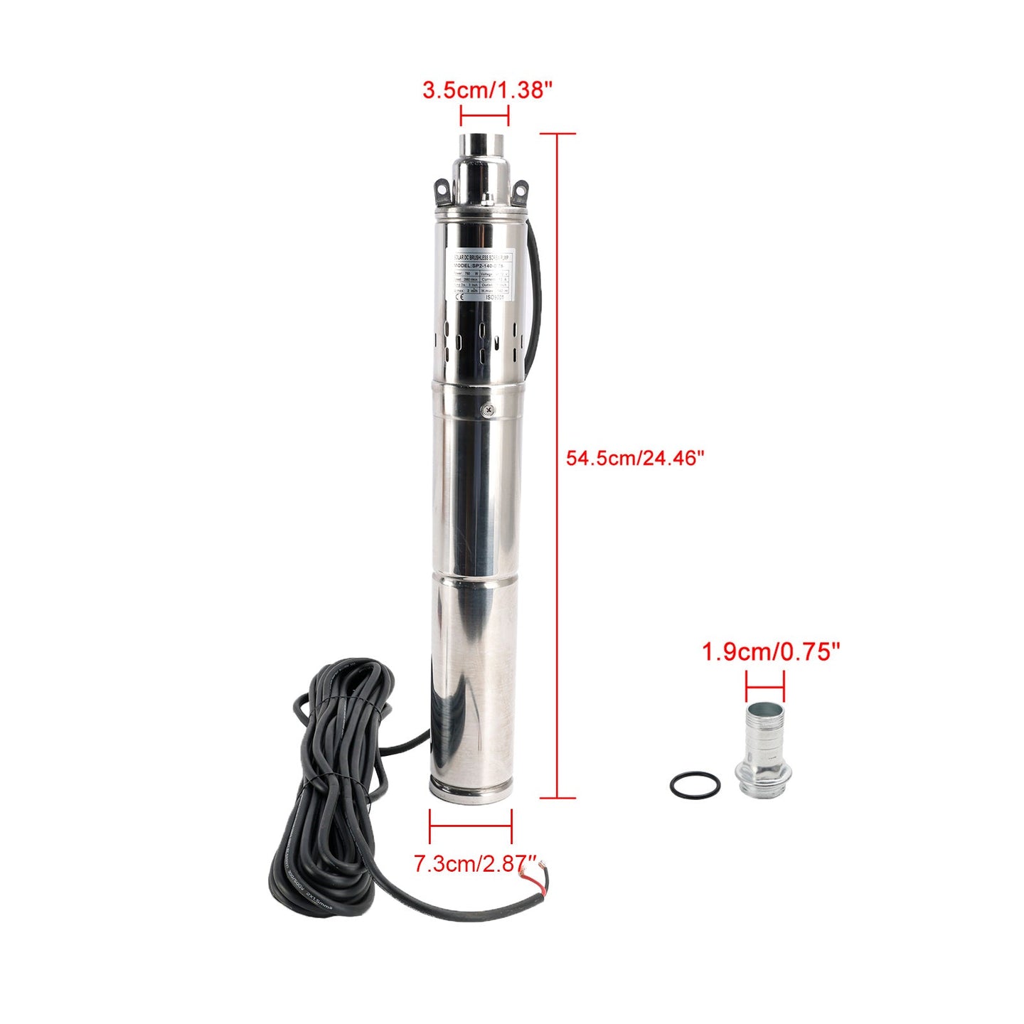 750W 48V Solar Submersible Borehole Water Pump with MPPT – Deep Well Screw Pump, Max Head 140M