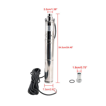 750W 48V Solar Submersible Screw Pump Kit, 3-Inch with MPPT Controller, 140M (459ft) Head for Deep Well Irrigation