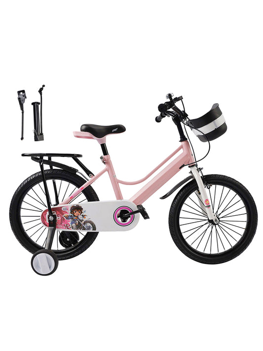 16" Kids Bike for Boys and Girls with auxiliary wheels & Rack Pink