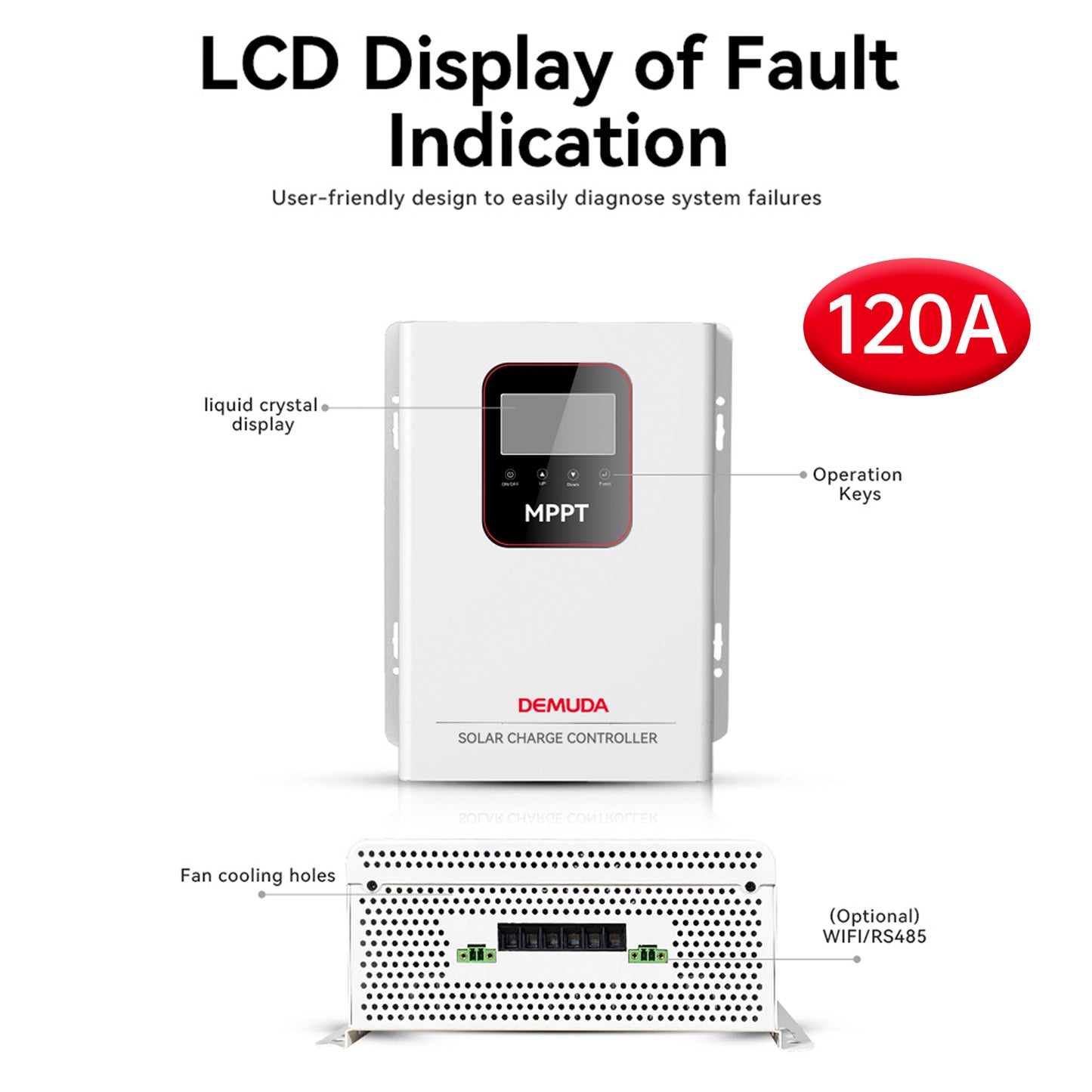 120A MPPT Solar Controller 12V-48V Photovoltaic RV Energy Storage Control System