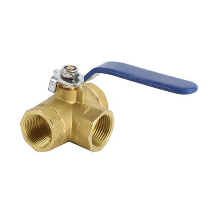 3-Way Ball Valve Female T Port Lever Handle Made Of Forged Brass