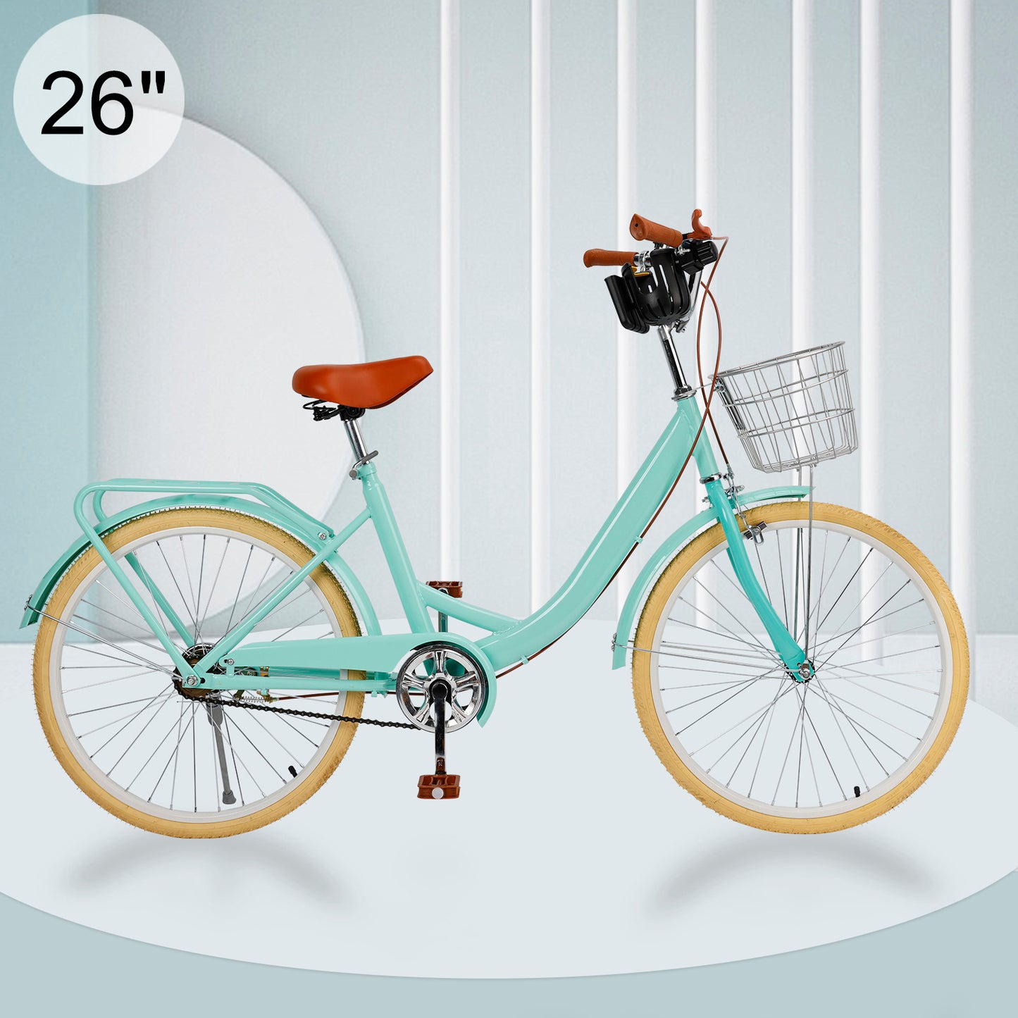 24/26 inch Women City Bicycle Beach Cruiser Bike with Basket & Rack