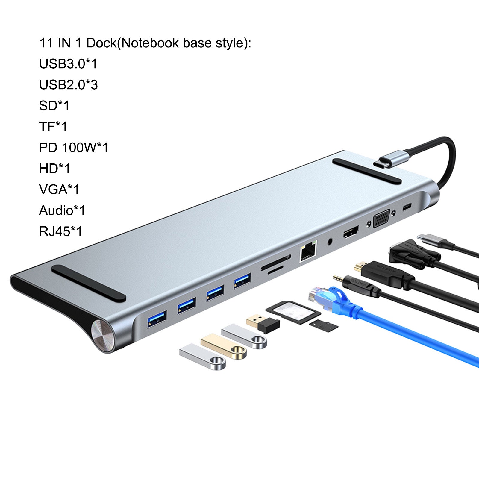 Type-c HUB For PC 11 In 1 Multi Splitter HD PD 100W Multifunctional USB 3.0 Dock