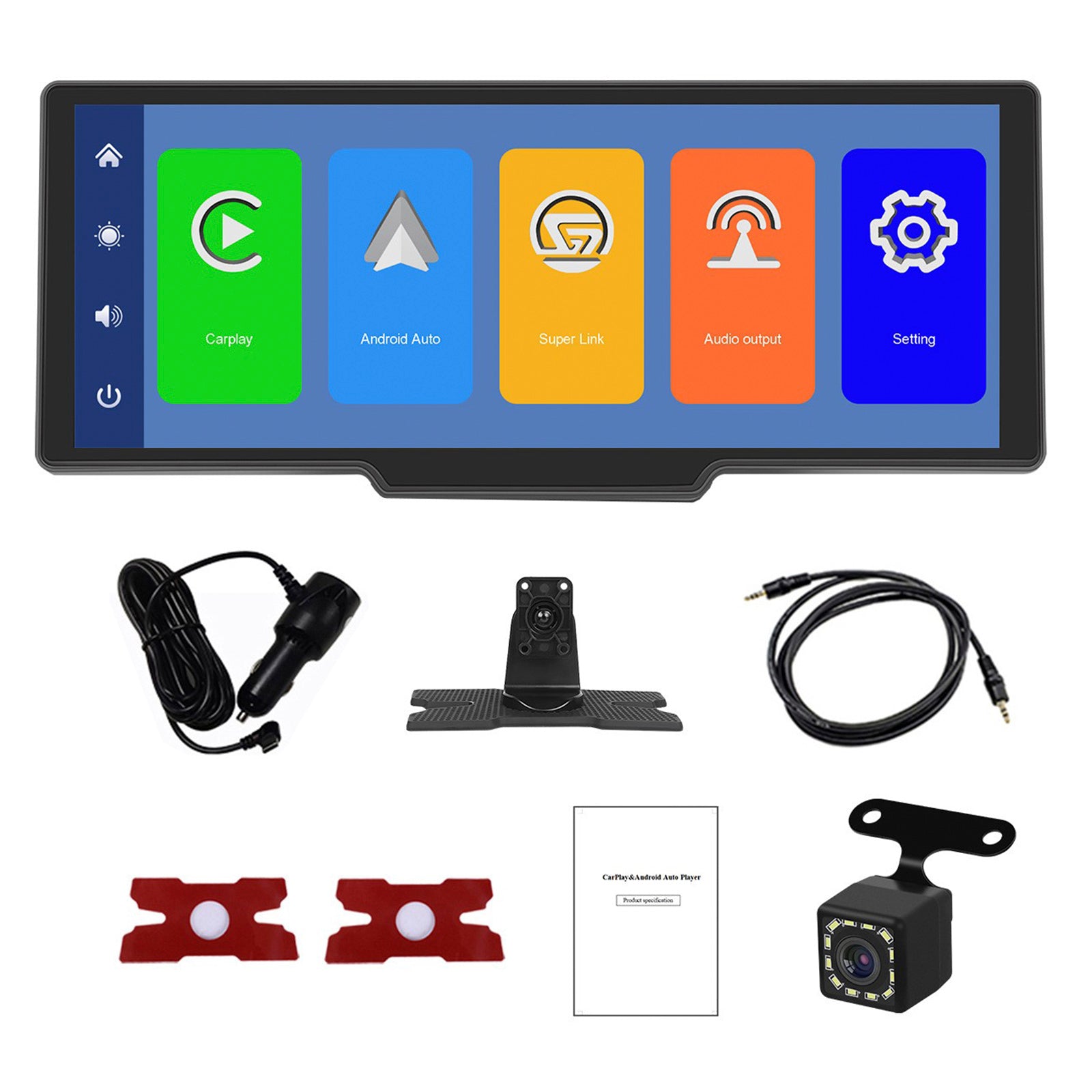 10.26inch HD Car Display CarPlay Car Navigation all-in-one Machine 12 LED Camera