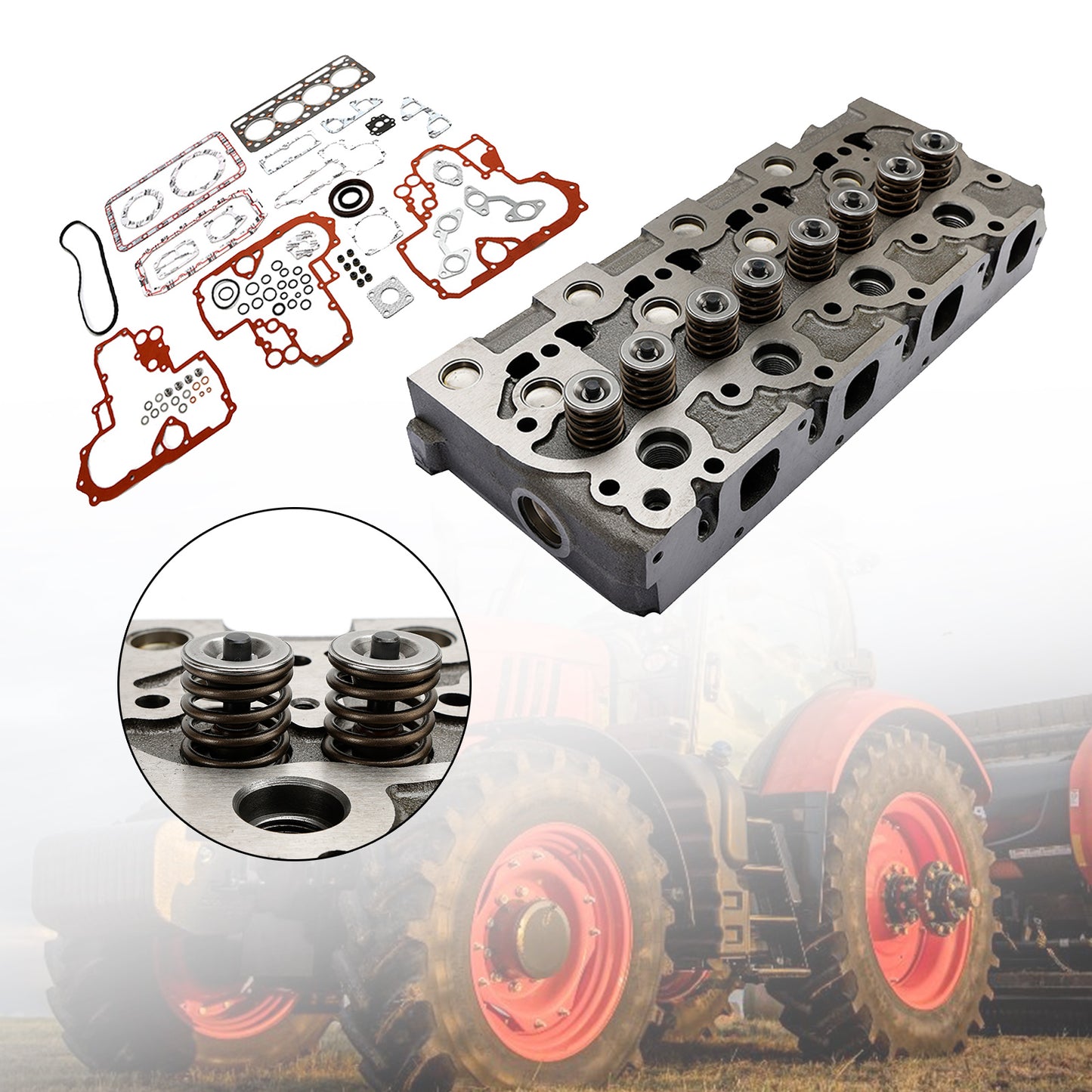 Complete Cylinder Head with Gasket Kit for Kubota V1702 V1702B Engine Bobcat 733 743 Loader