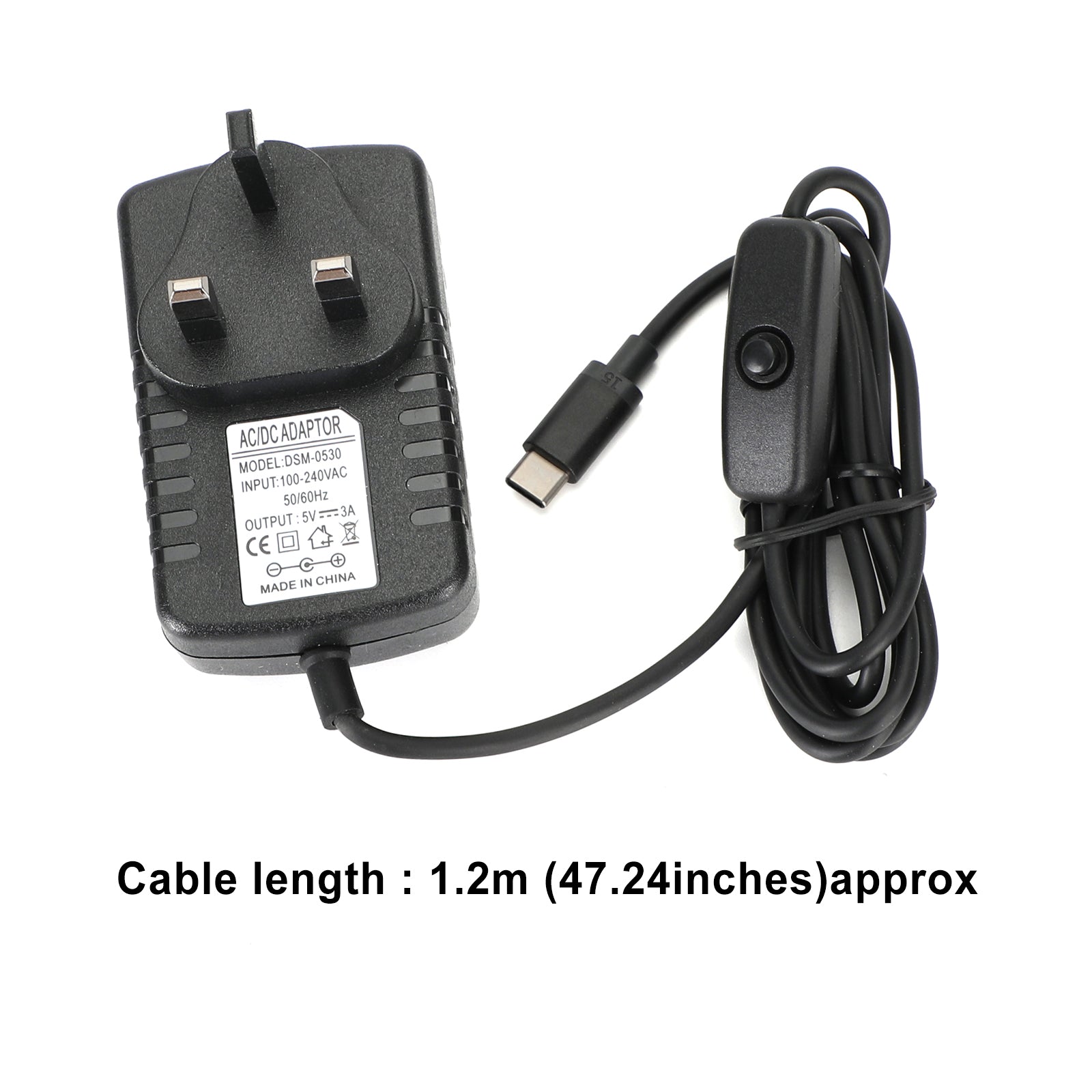 5V/3A Power Adapter USB Type-C Charger Switch for Raspberry Pi 4 Model B UK Plug