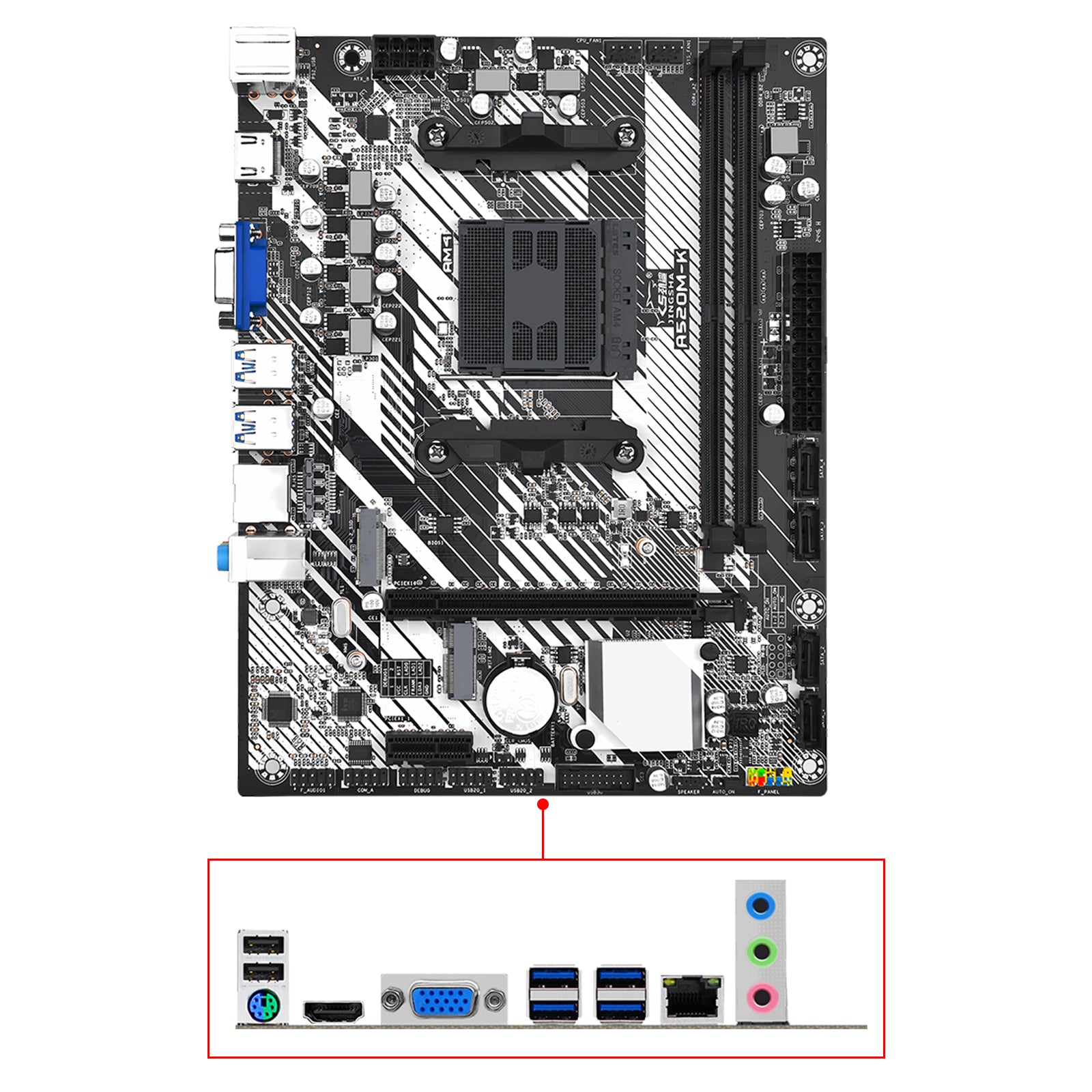 A520M-K Computer Motherboard Dual Protocol M.2 Hard Drive Support WIFI Bluetooth