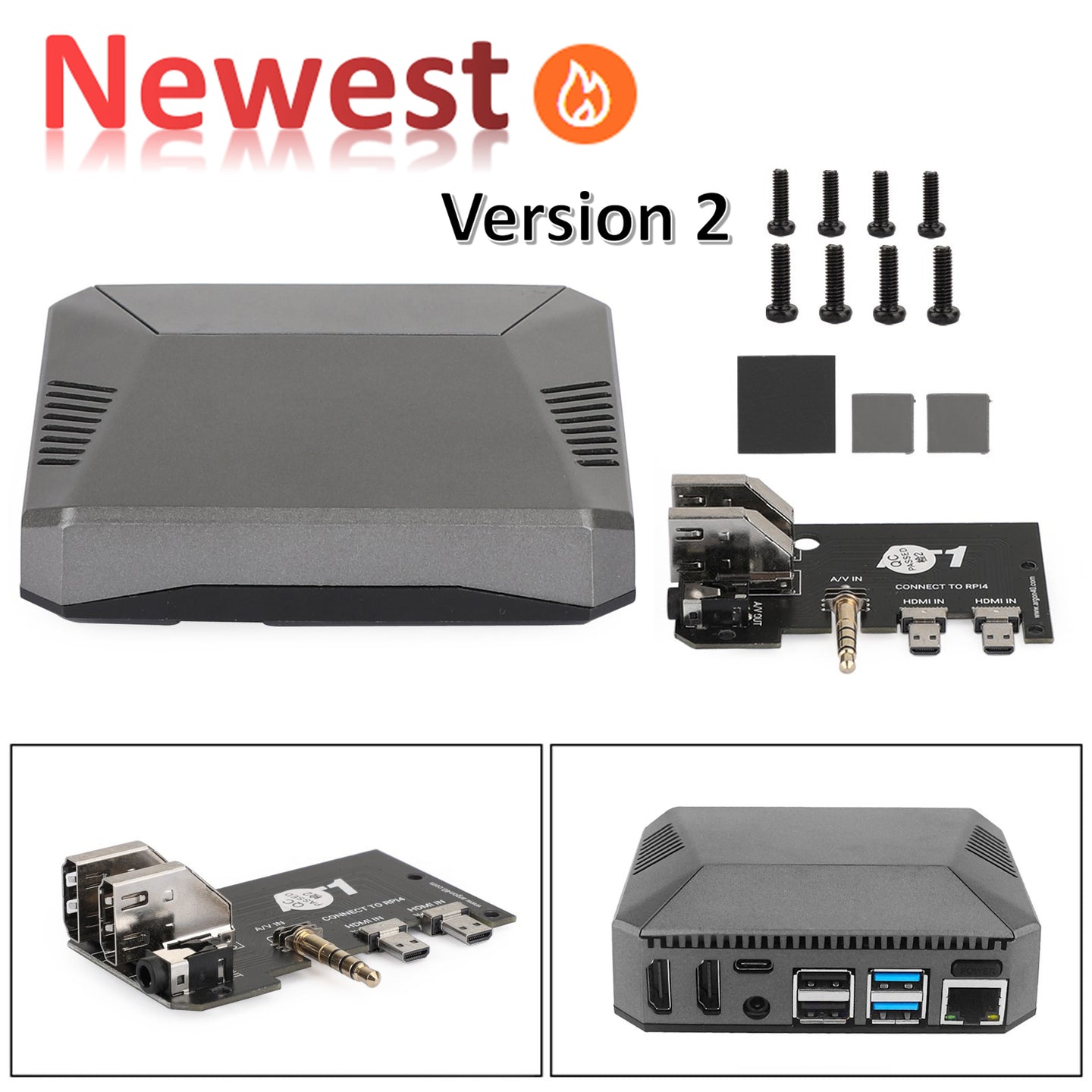 2021 Aluminum Case Shell Multifunction Cover For Raspberry Pi 4 Model B With Fan