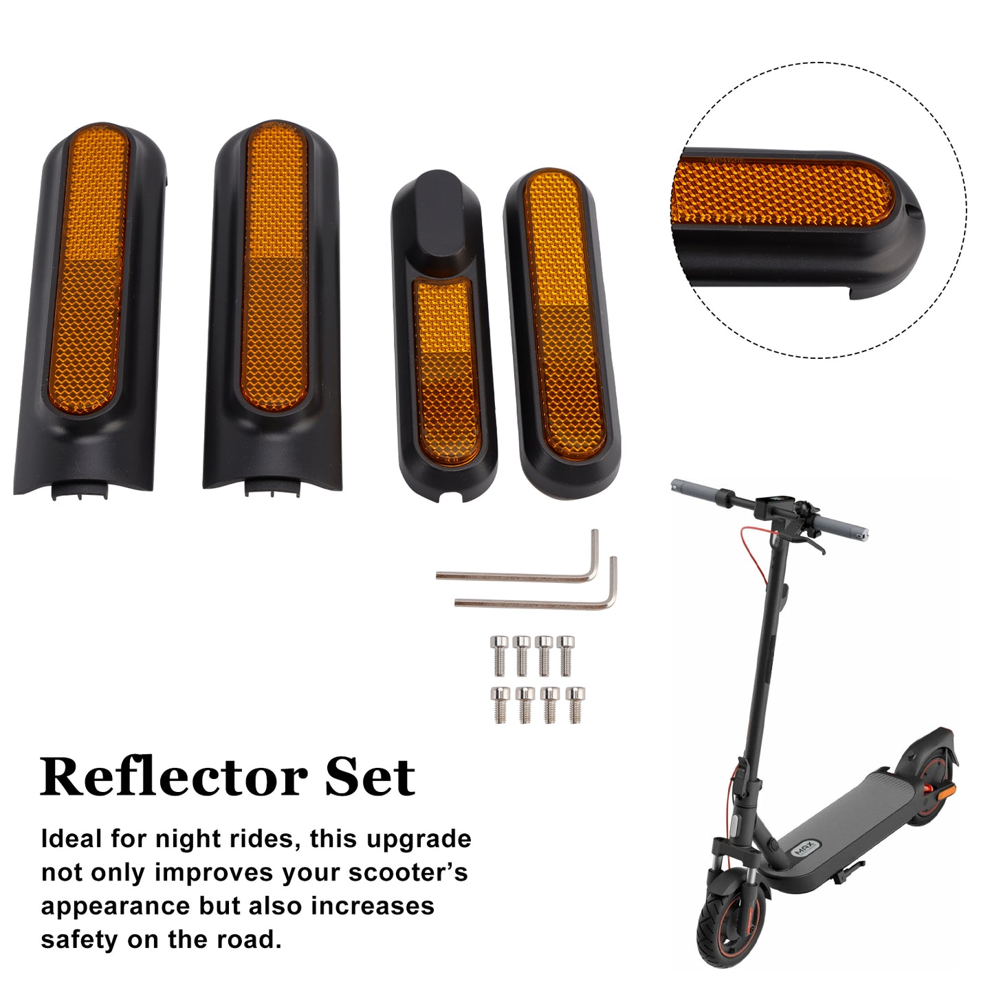Set of 4 Scooter Side Covers with Rear Reflector for Xiaomi 4 Pro(1st Gen)