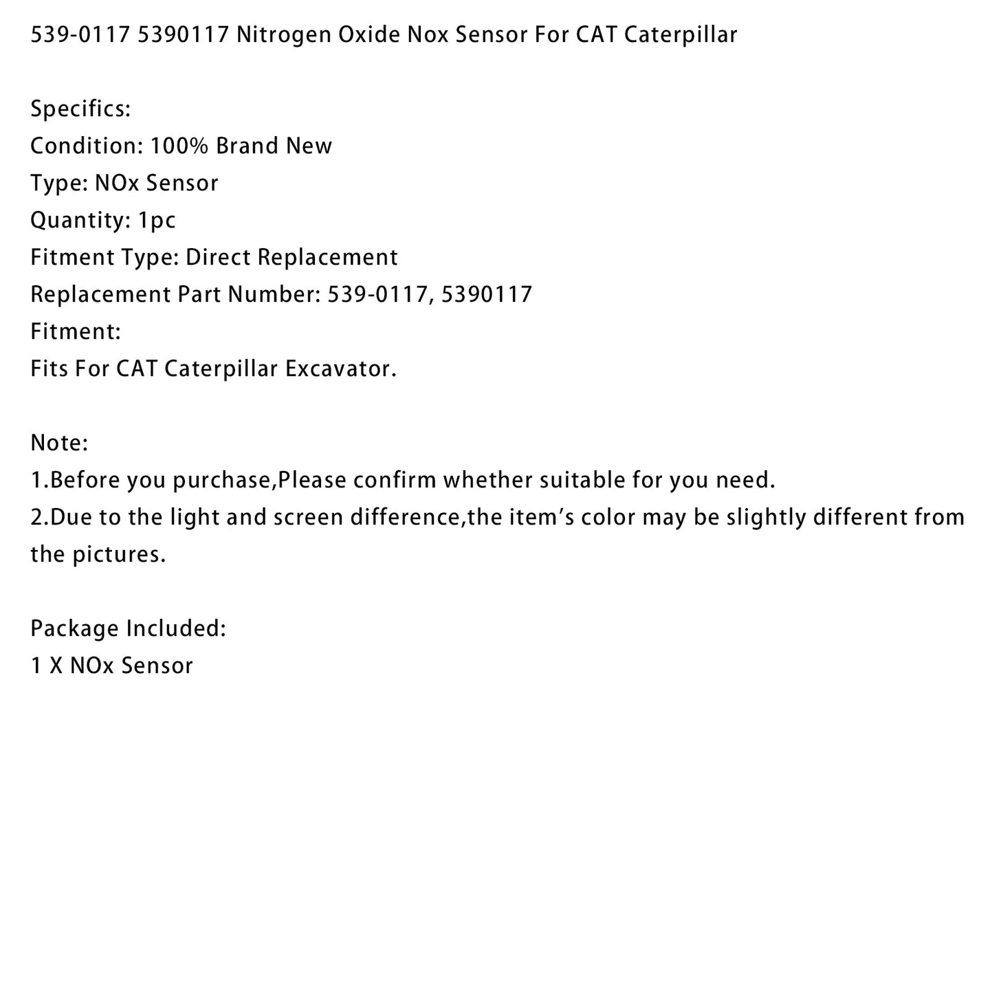 Nitrogen Oxide Nox Sensor 539-0117 5390117 Fits For CaterPillar 6 pins