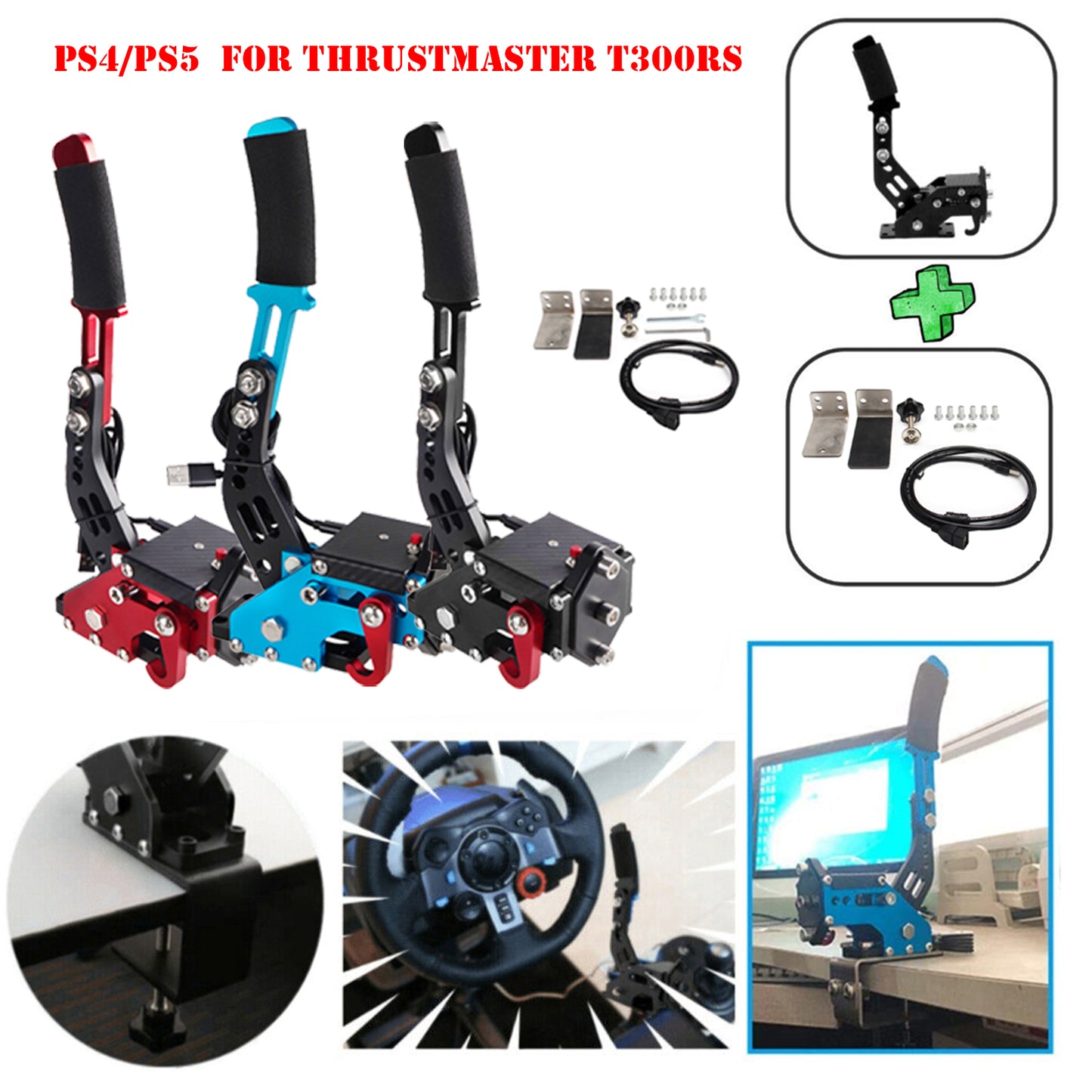 14Bit PS4/PS5 USB3.0 Handbrake Kits for Racing Games Steering Wheel Stand T300RS