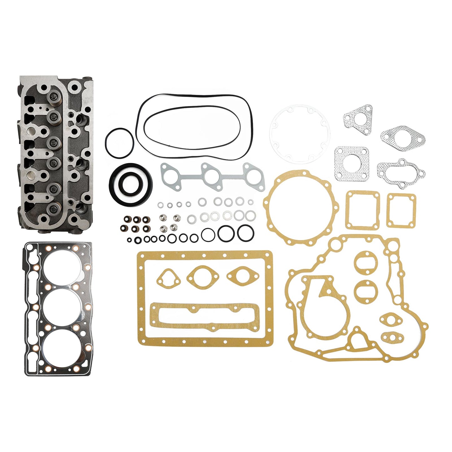 Complete Cylinder Head Assembly for Kubota D1005 Engine with Full Gasket Set, Replaces 16027-03043