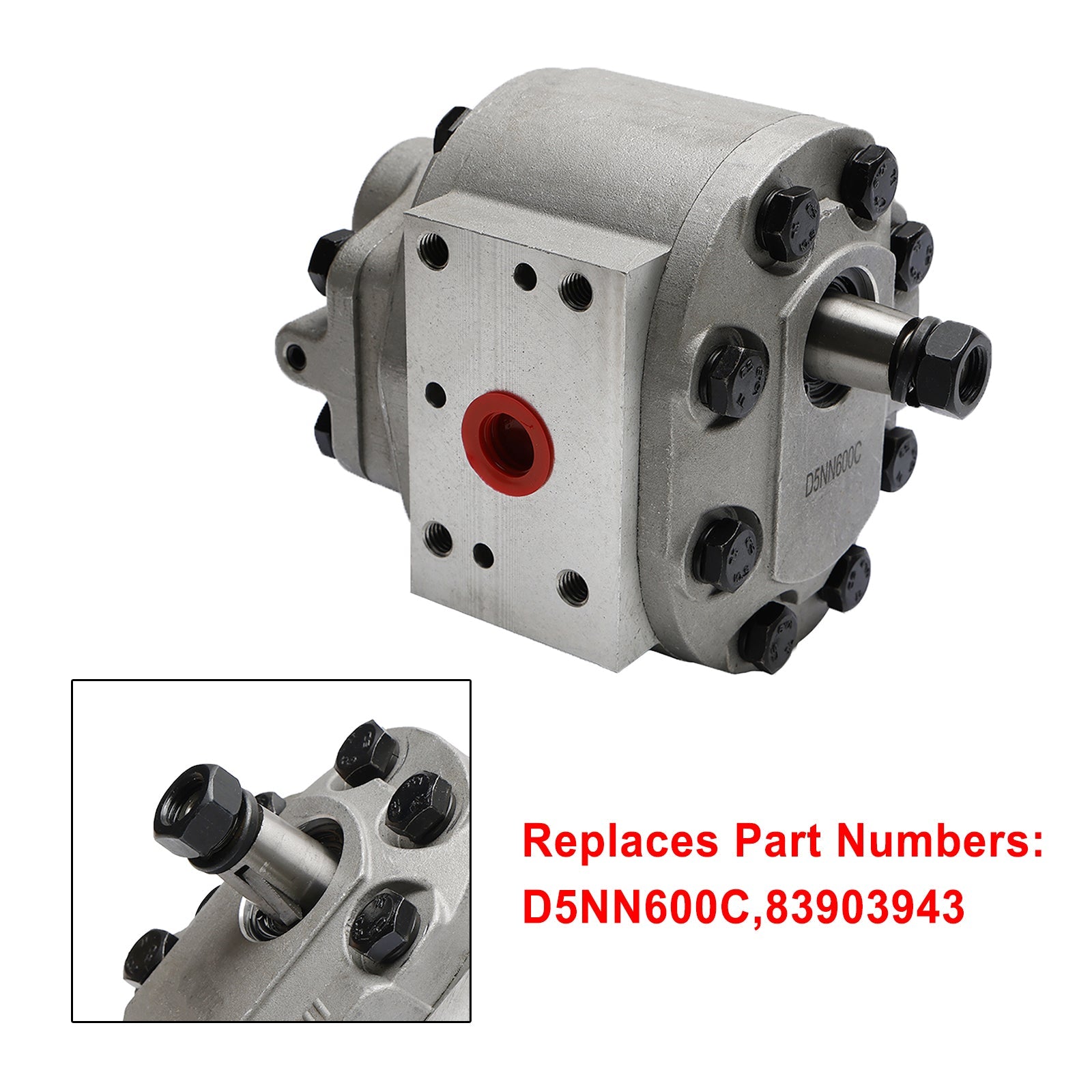 D5NN600C Hydraulic Pump with 1:3 Assist Ratio for Ford 8000, 8700, 9600, 9700 Tractors, Replaces 83903943