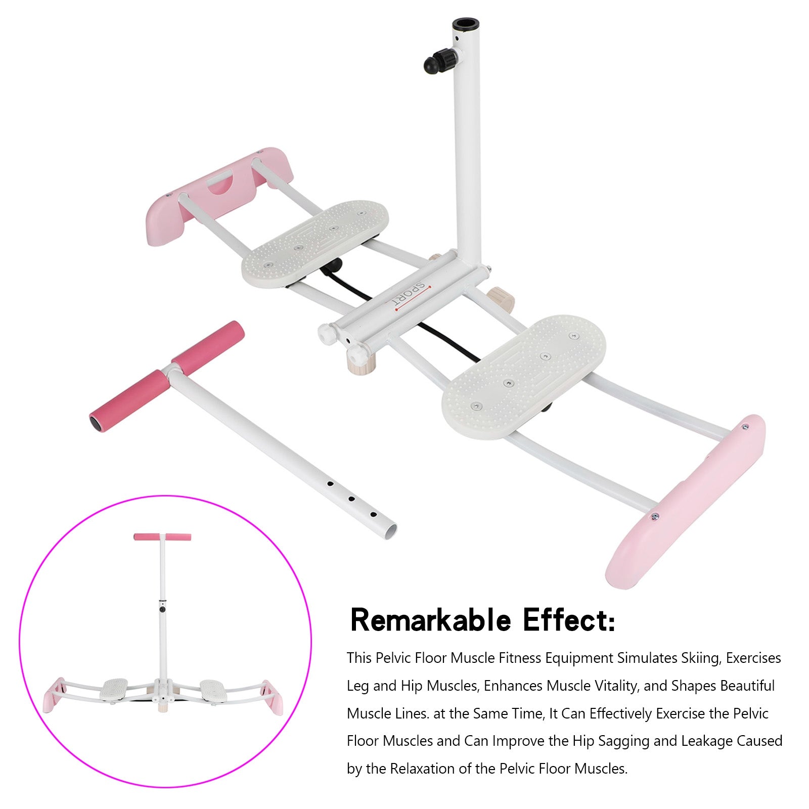 Leg & Thigh Master Exercise Machine, Ski Trainer for Inner Thighs, Glute Lifting & Pelvic Floor Strengthening (Pink)