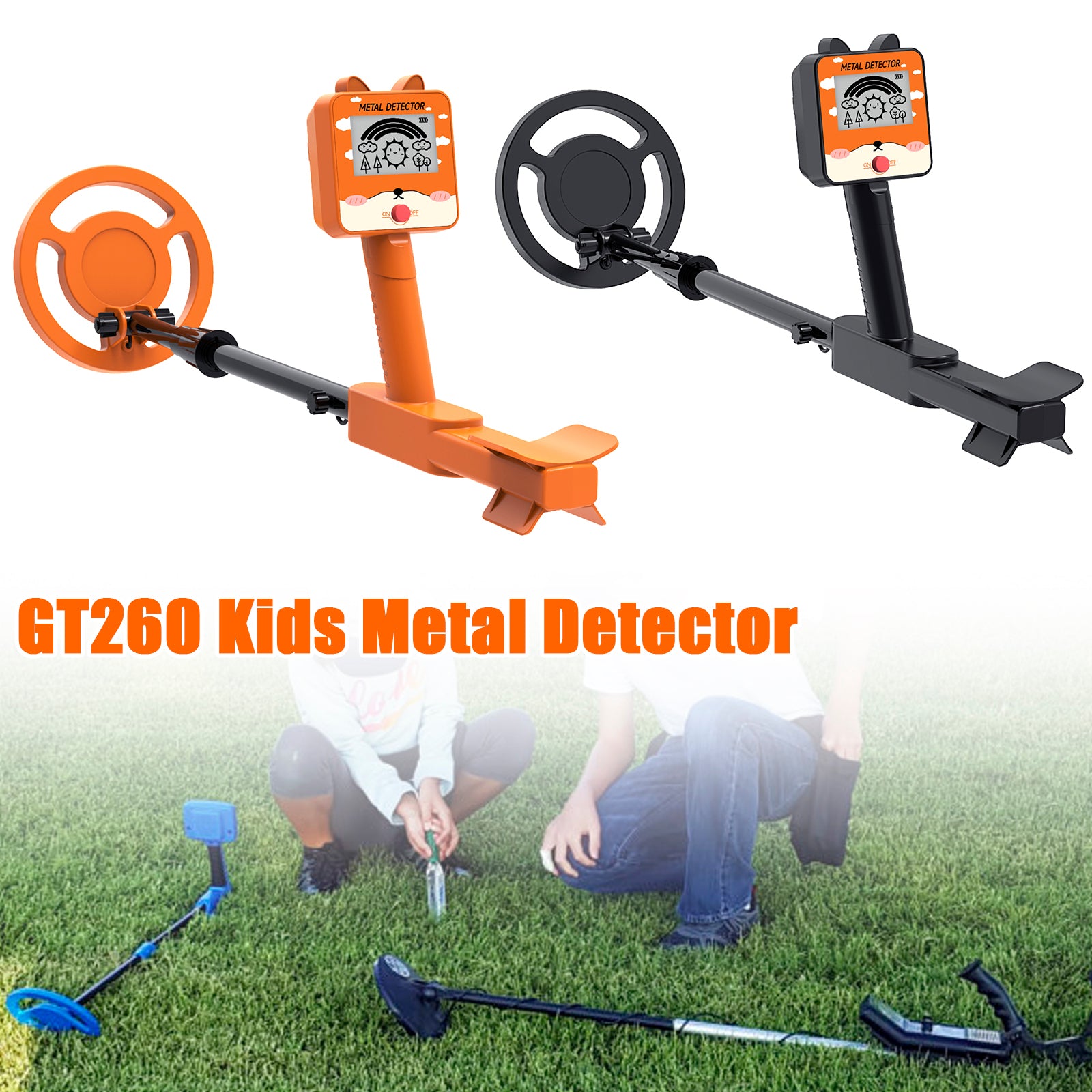 GT260 Kids Child Treasure Seeker Beginners Metal Detector Waterproof 6.3" Coil