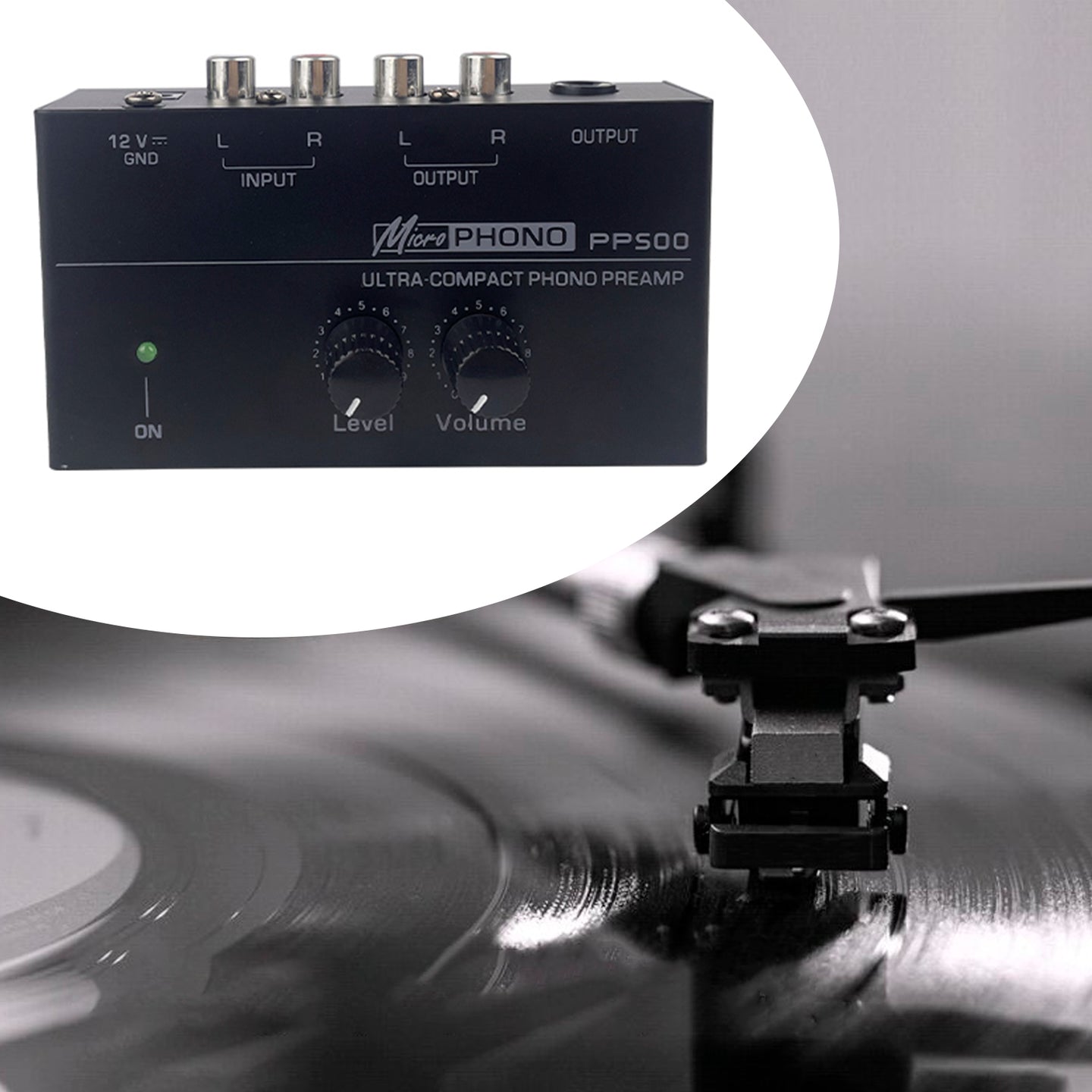 PP500 Phono Preamp Preamplifier 12V Level Volume Control for LP Vinyl Turntable