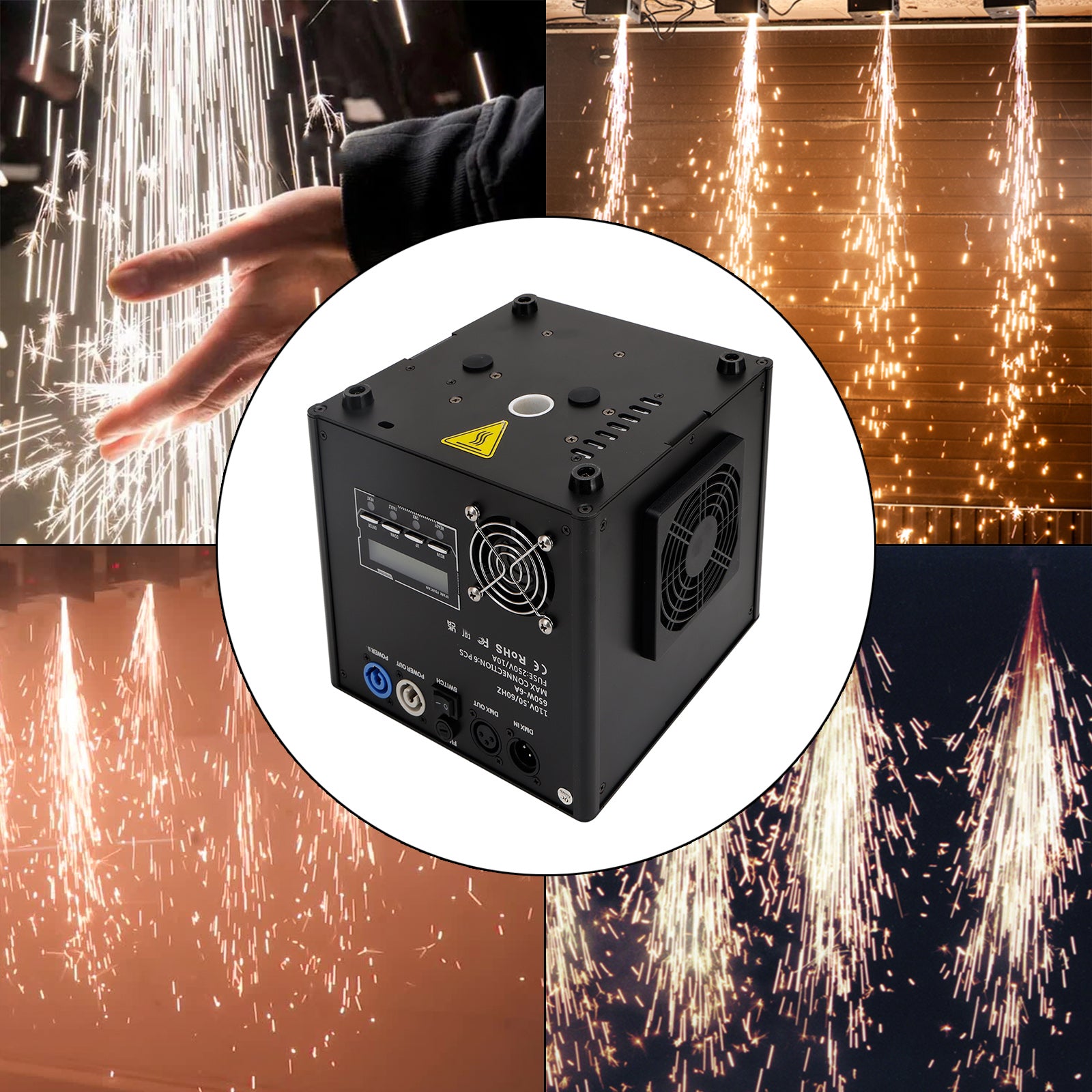 700W Cold Spark Firework Machine – DMX Stage Effect for Party, Wedding, Event Downward Spray
