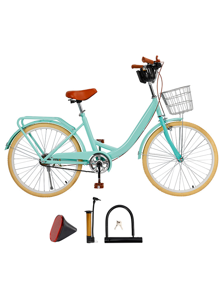 24/26 inch Women City Bicycle Beach Cruiser Bike with Basket & Rack