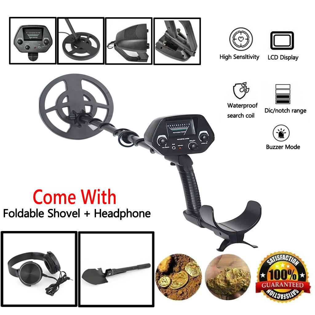 Shovel + Headphone + Metal Detector Gold Digger Hunter Waterproof Deep Sensitive
