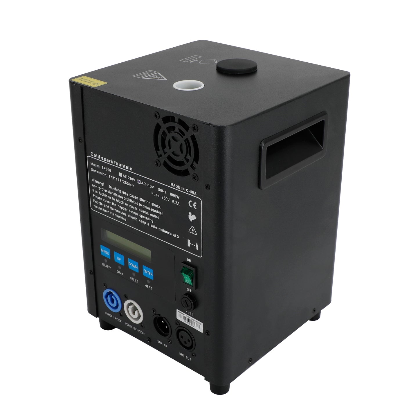 600W Electronic Cold Spark Machine – DMX Stage Firework Effect for Events, Low Noise Indoor Outdoor Party