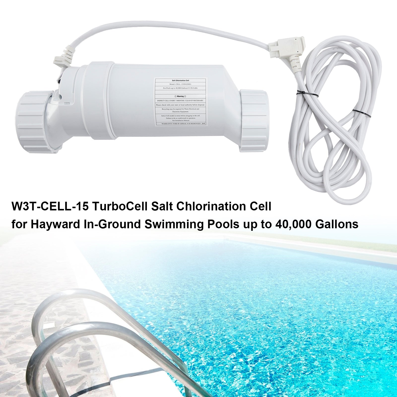 Hayward W3T-CELL-15 TurboCell Salt Chlorination Cell – For Saltwater Pools Up to 40,000 Gallons