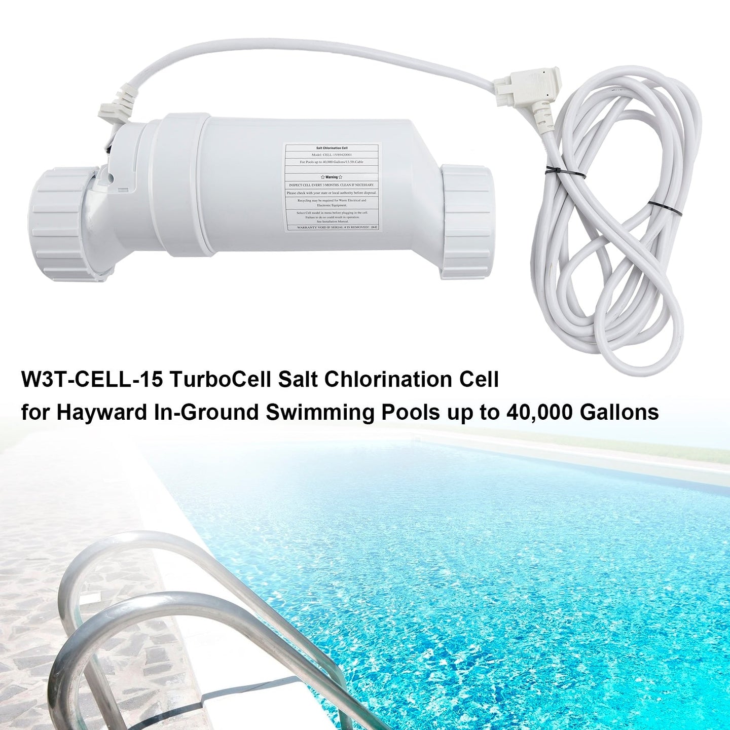 Replacement Salt Cell Compatible with Hayward?? T-Salt Cell-15?? | 1-Year Warranty | 40,000 Gallons